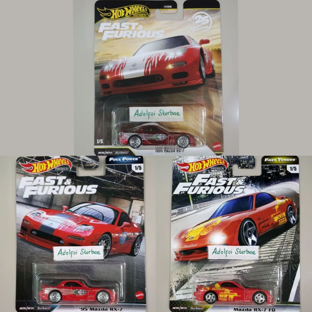 hotwheels hot wheels premium 1995 mazda rx-7 rx7 fd edisi fast & furious 25 fast tuners 1/5 full for