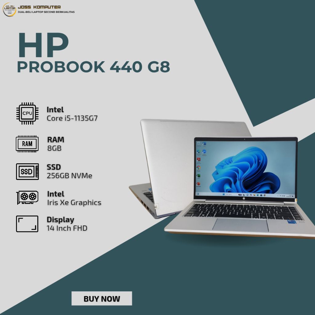 HP PROBOOK 440 G8 INTEL CORE I5-1135G7/ RAM 8GB/ SSD 256GB NVMe/ 14" FHD