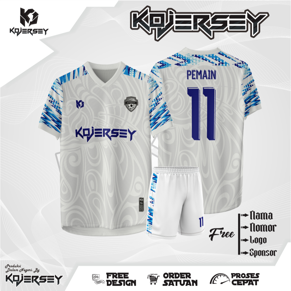 JERSEY SEPAK BOLA DAN FUTSAL, FULL PRINTING BIRU PUTIH