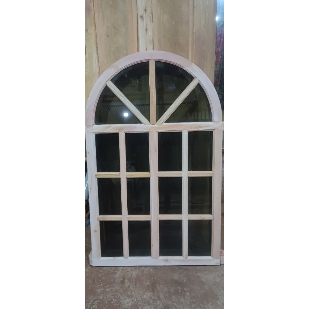 kusen jendela lengkung classic  kaca mati grade A+ berkualitas uk80x130 (costem)