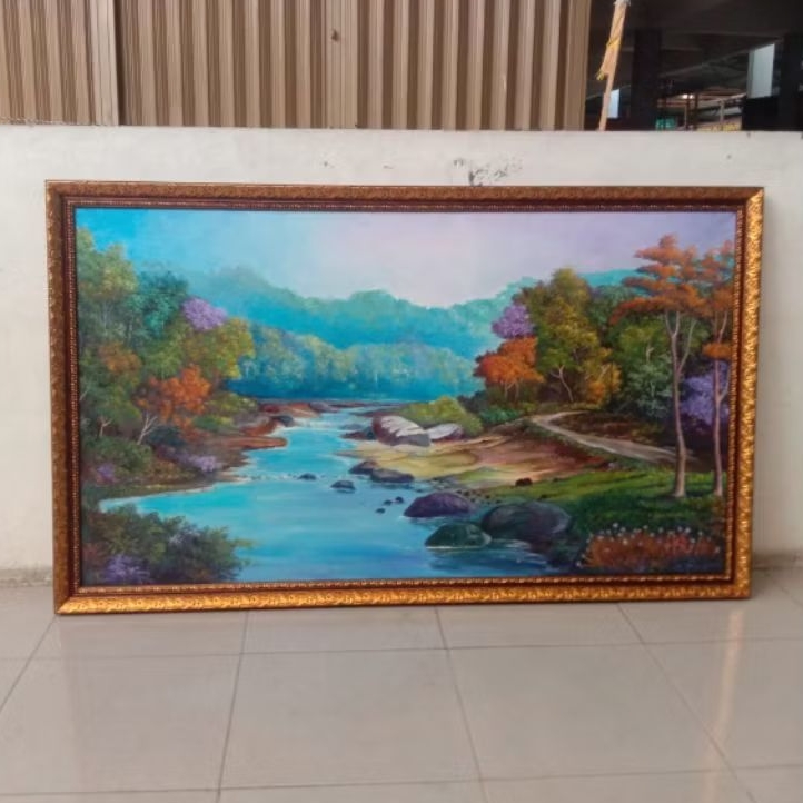 pigura 135 cm x 85 cm TANPA KACA  lukisan pemandangan foto keluarga struktur organisasi kaligrafi ba