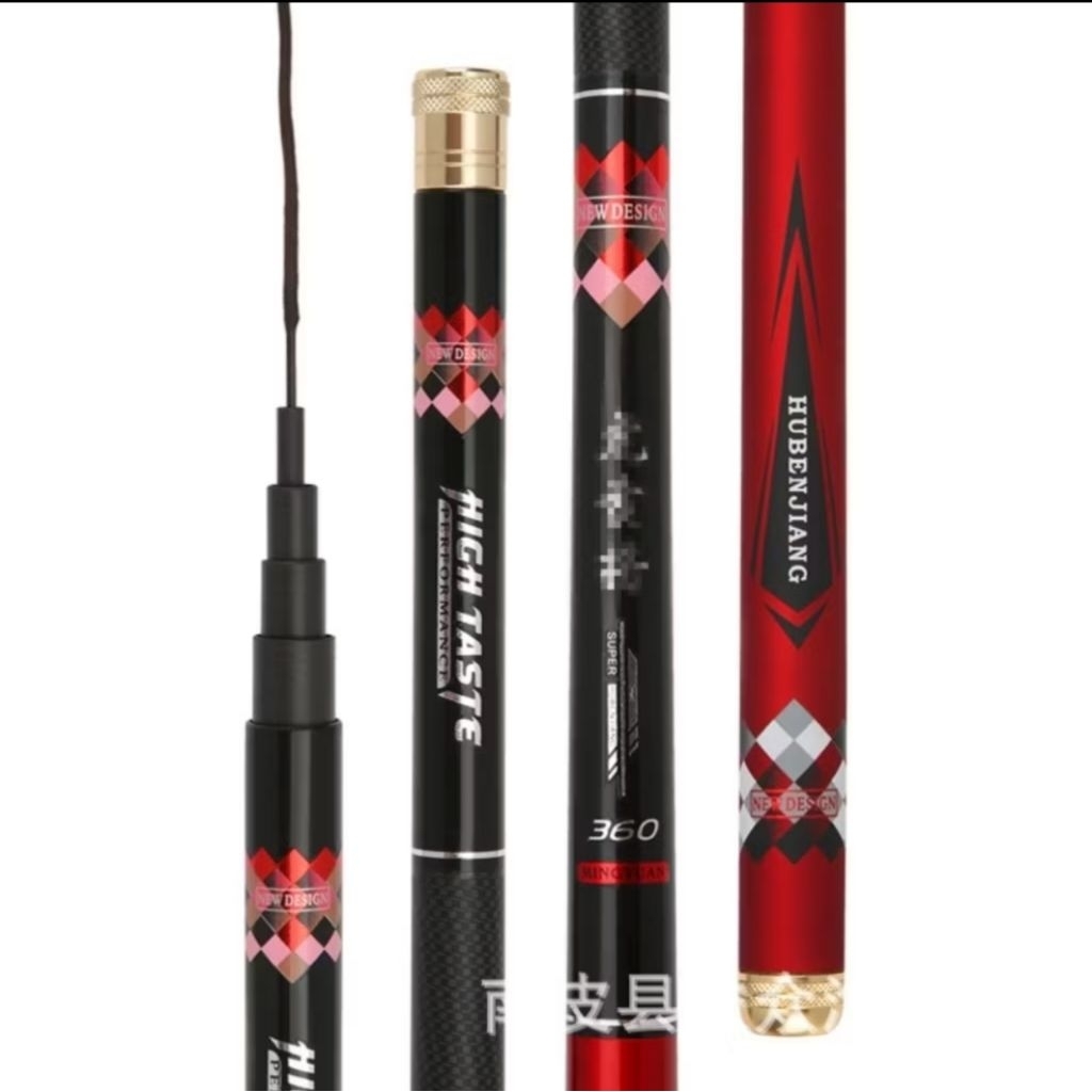 Joran Tegek HUBENJIANG Hitam (Special power) &  HUBENJIANG Merah Free Ujung Solid