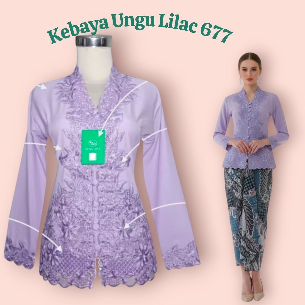 Kebaya Encim Modern Atasan Kebaya Katun Modern Kebaya Sunda Kebaya Ungu 677 Lilac