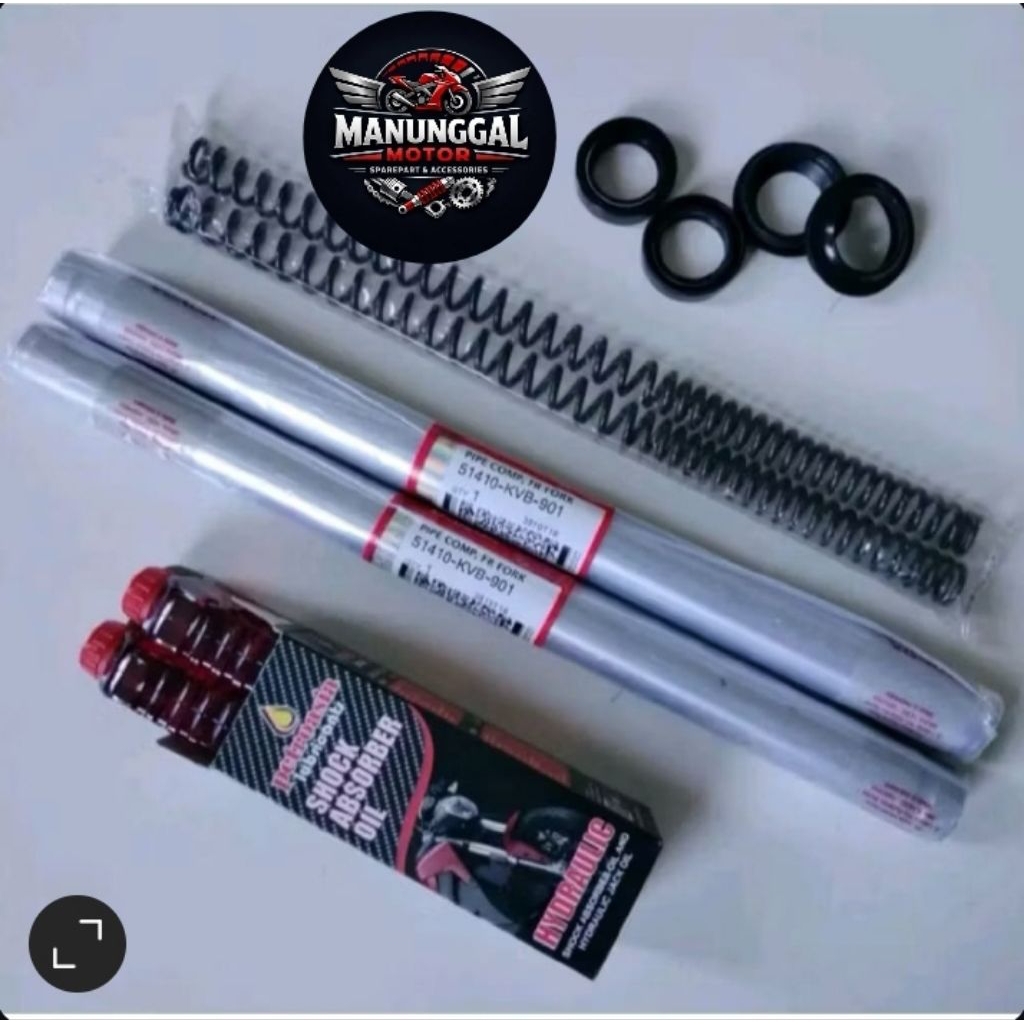 Paket As Shock Depan Only + Oli Shock + Seal Shock + Seal Abu Honda Vario Karbu Beat Karbu Scoopy Ka