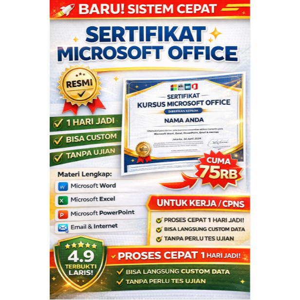 Kursus Komputer dari Nol + Sertifikat QR Resmi | Word Excel PPT Email | Akses Online Lengkap
