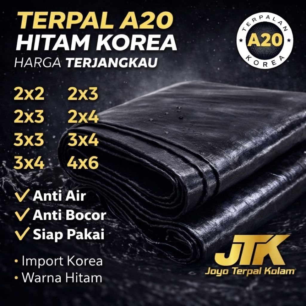 Terpal Plastik A20 KOREA, Terpal Warna Hitam, Tebal Kuat Ukuran 2x3 3x3 3x5 4x4 4x6