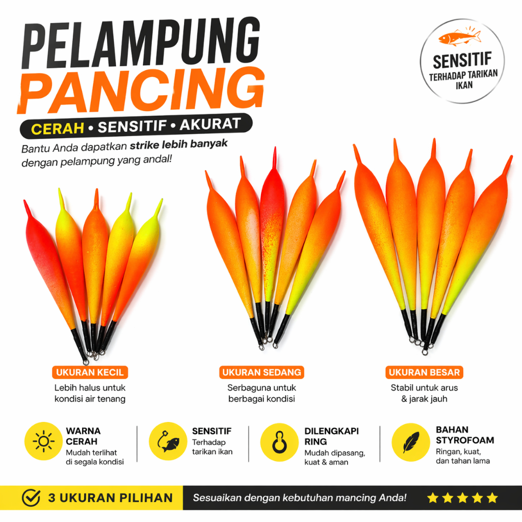 Pelampung Pancing Sensitif Warna Cerah - Ring Kambangan Kumbul Pancing