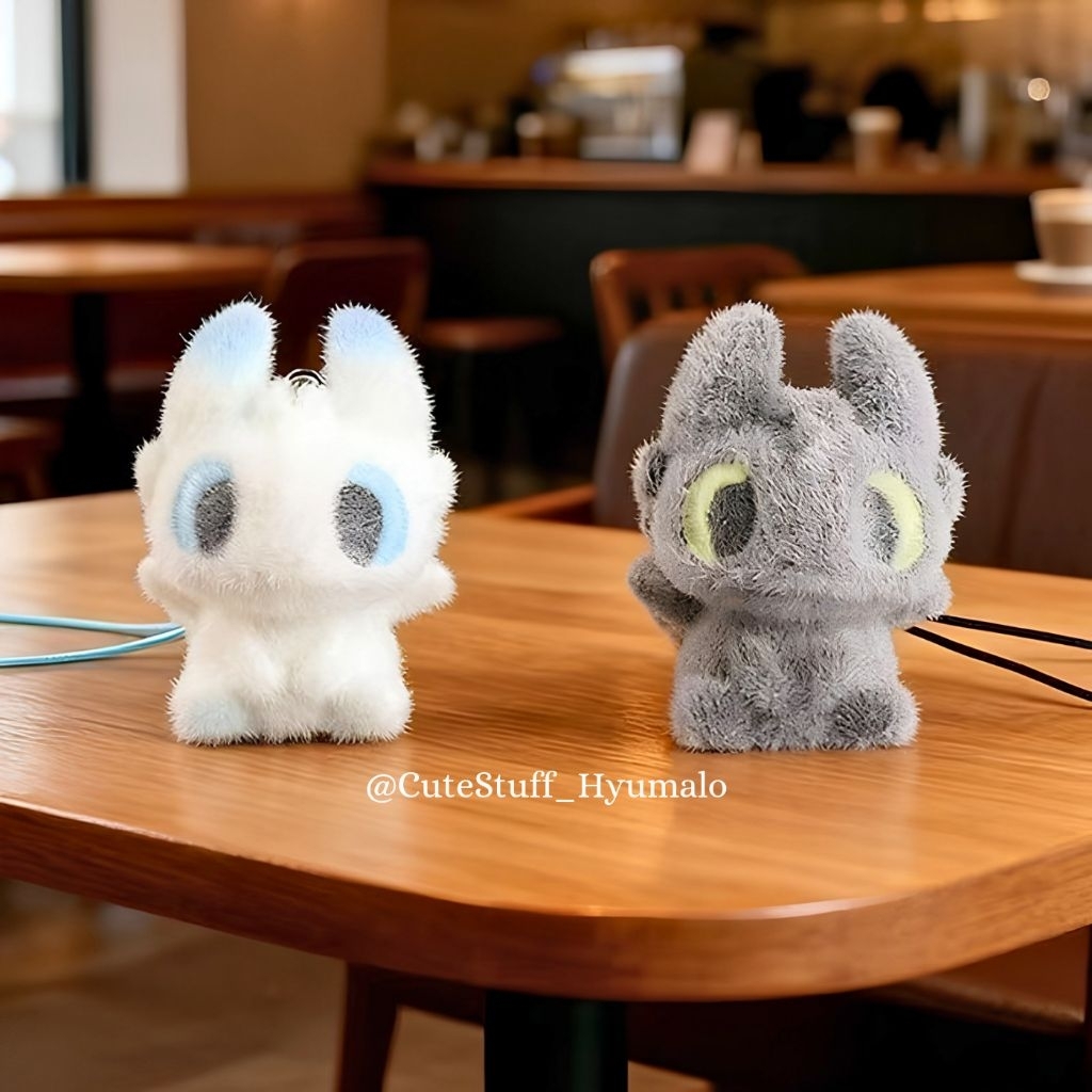 Bagcharm Toothless/Keychain Boneka Naga Hitam Putih/Strap Hp Toothles/Gantungan Karakter Toothless N