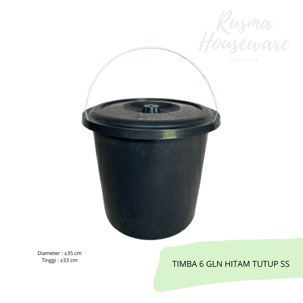 Timba Plastik 6 Galon Tutup Surya Plast Ember Air Besar Tebal Gagang Besi