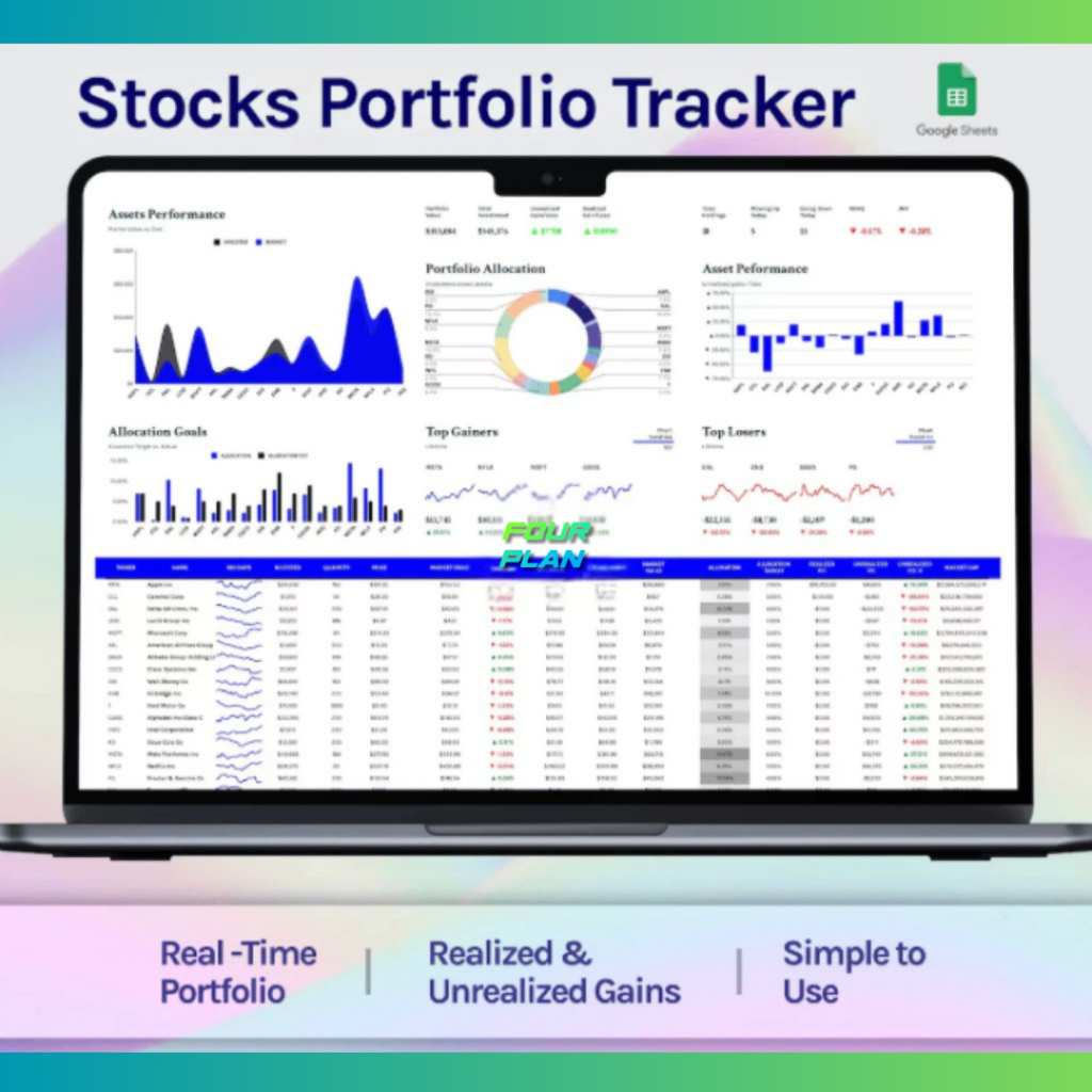 Spreadsheet Saham Investasi Portfolio Tracker Trading Journal Google Sheets Excel Otomatis