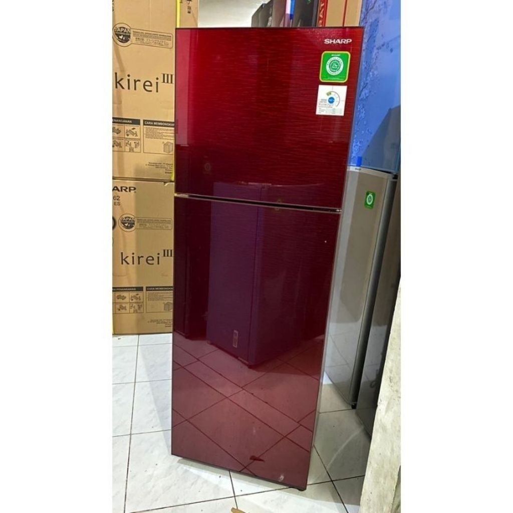 Sharp Kulkas 2 Pintu SJ-326XG Motif pintu Lapisan Kaca