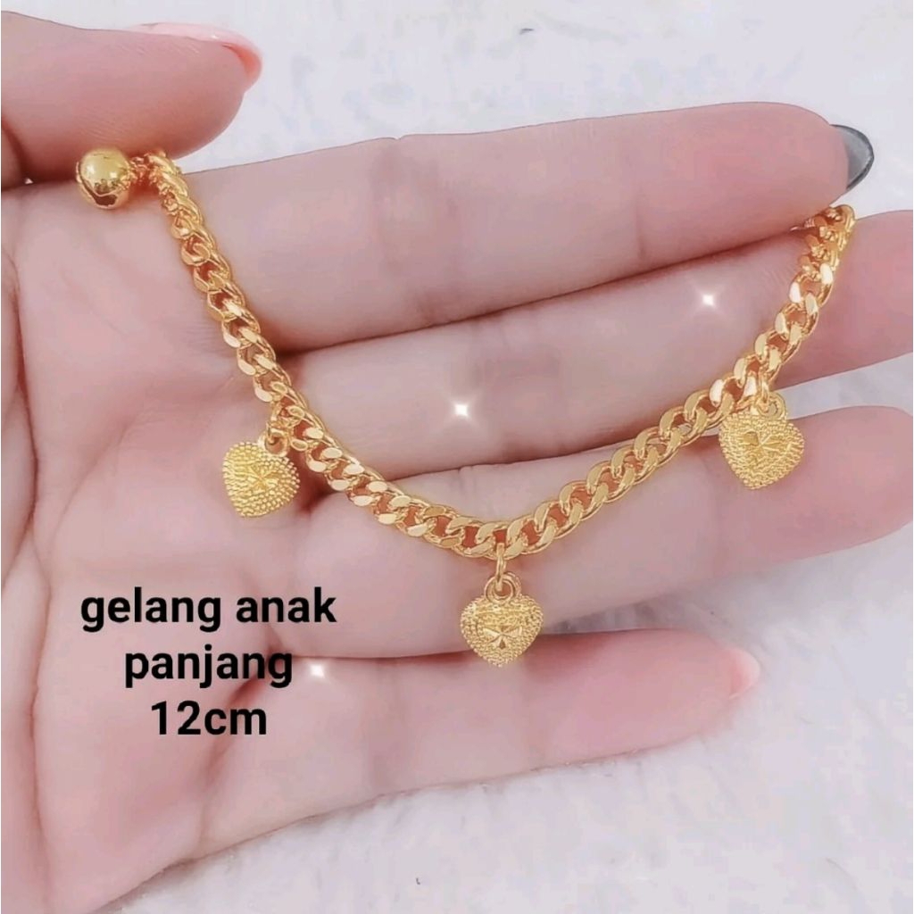 gelang tangan anak gelang anak rantai motif lapis emas