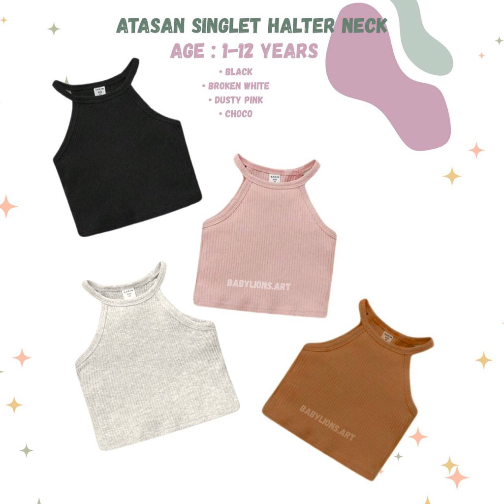 Atasan kaos anak - Singlet anak perempuan - Atasan anak perempuan rib usia 1-12 tahun