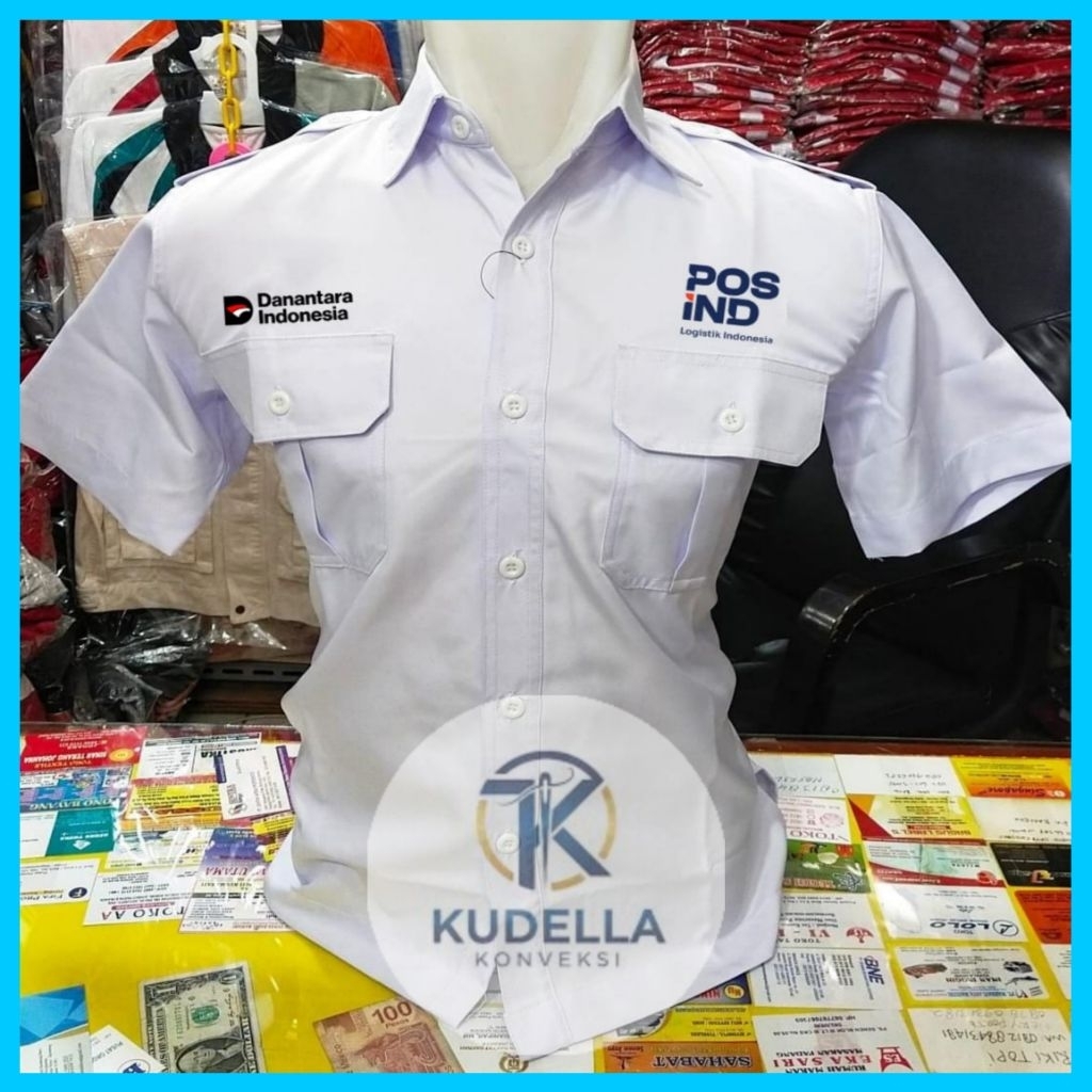 Kemeja Danantara Pos Indonesia Putih PDH Lengan Pendek Pria