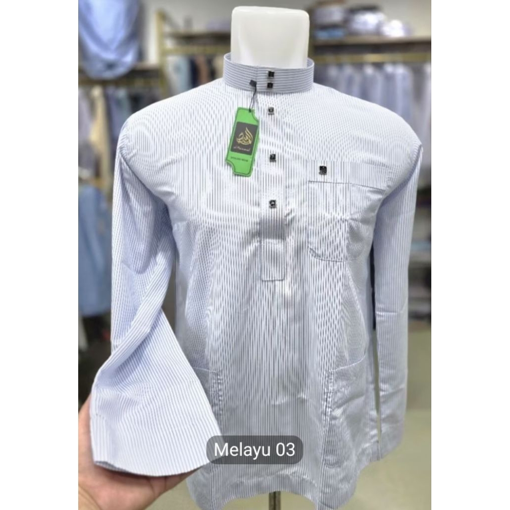 STOK TERBATAS Koko Salur Al Maimanah Model Haibah Kancing Buka Koko Motif Salur Koko Al Maimanah Mot