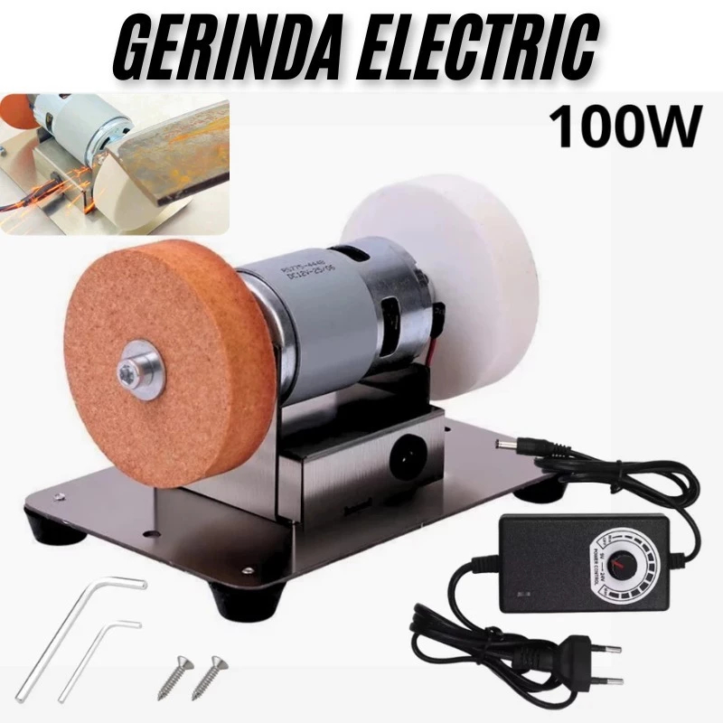 Mesin Gerinda Meja Mini Electric 100Watt Dengan Dua Roda Elektrik Multifungsi Alat Asahan Pisau Prak
