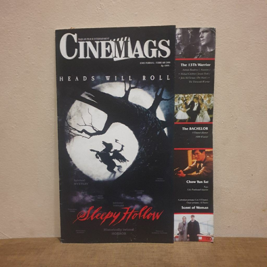 Majalah Film Vintage Cinemags Edisi Perdana cetakan pertama Cover Sleepy Hollow + BONUS POSTER Febru