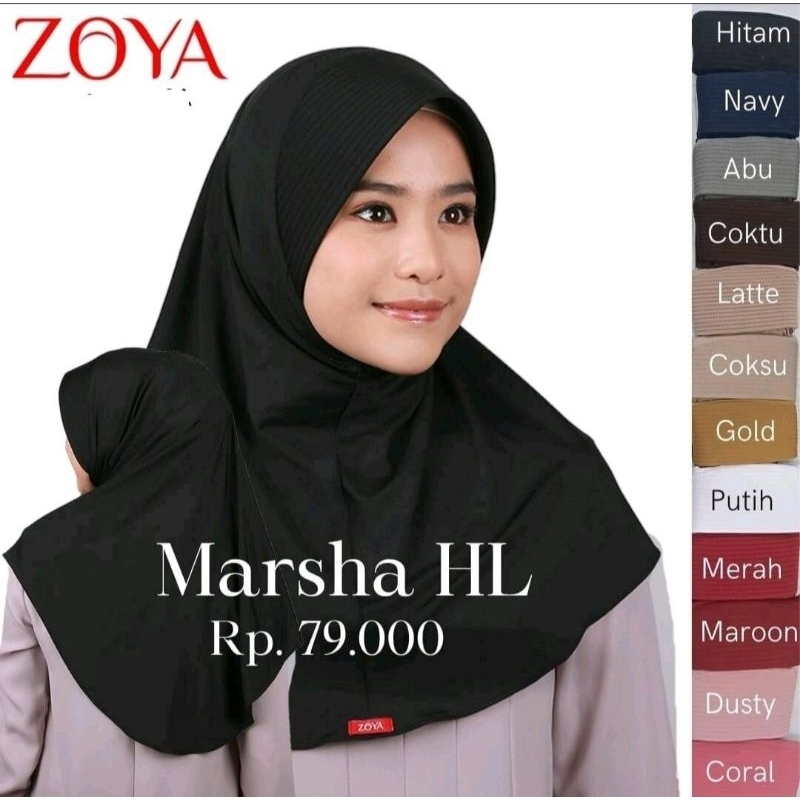 ZOYA Marsha HL Casual - Kerudung Jilbab Hijab Instan Bergo Jersey Muslim Wanita Bergo Sekolah Best S