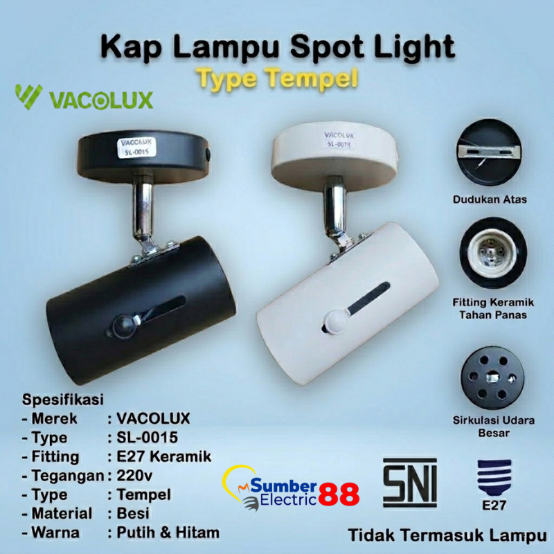 LAMPU SPOTLIGHT E27 HITAM PUTIH TEMPEL KAP FITING SOROT FITING / LAMPU SOROT FITING E27 / RUMAH LAMP
