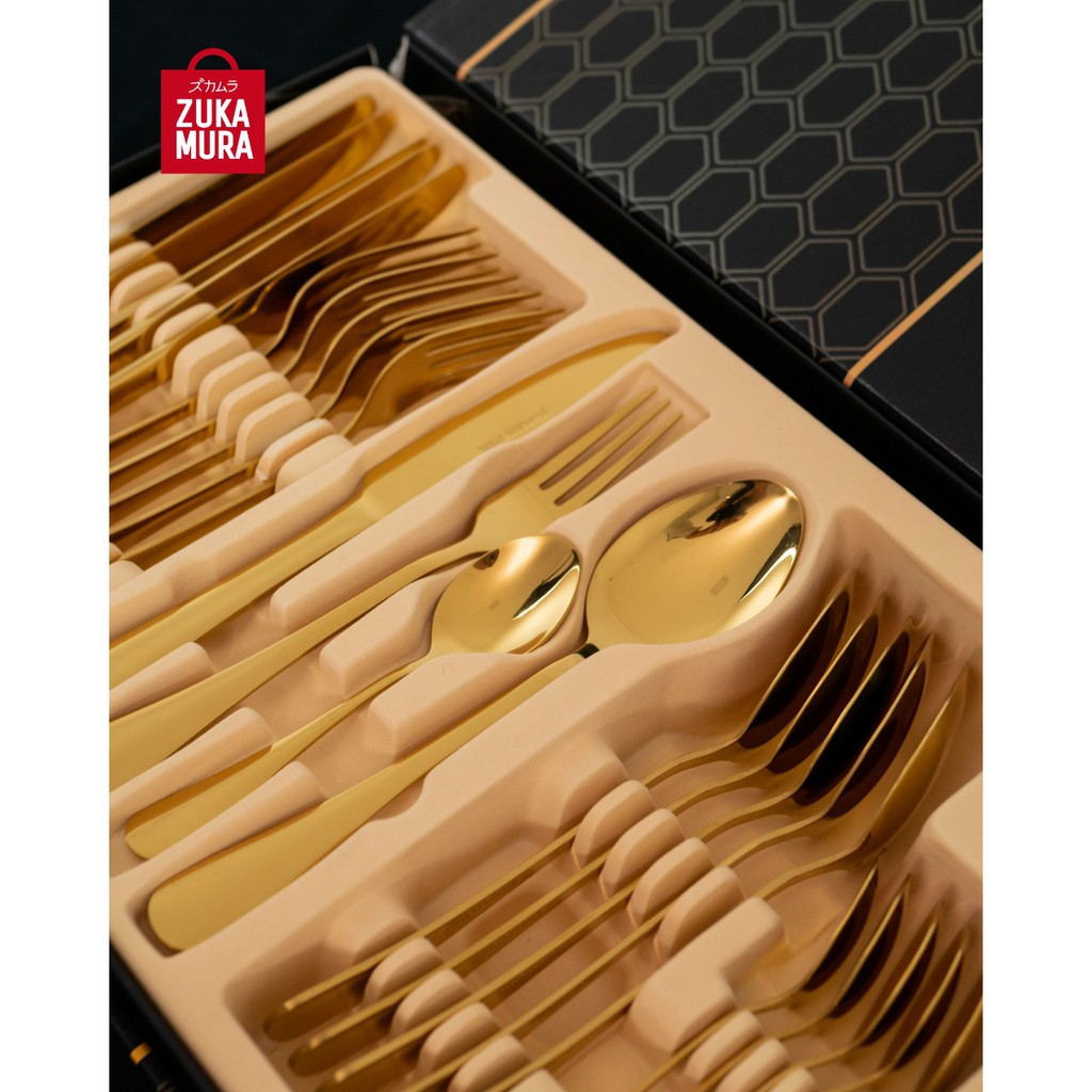 Set Peralatan Makan Gold/Silver Premium - Cutlery Stainless Mewah mhh