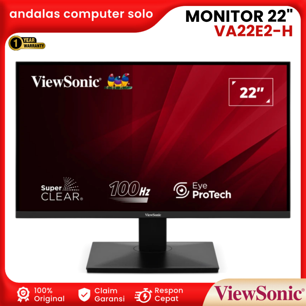 LED MONITOR 22" VIEWSONIC VA22E2-H 100Hz PANEL FULL HD LED MONITOR 22inch