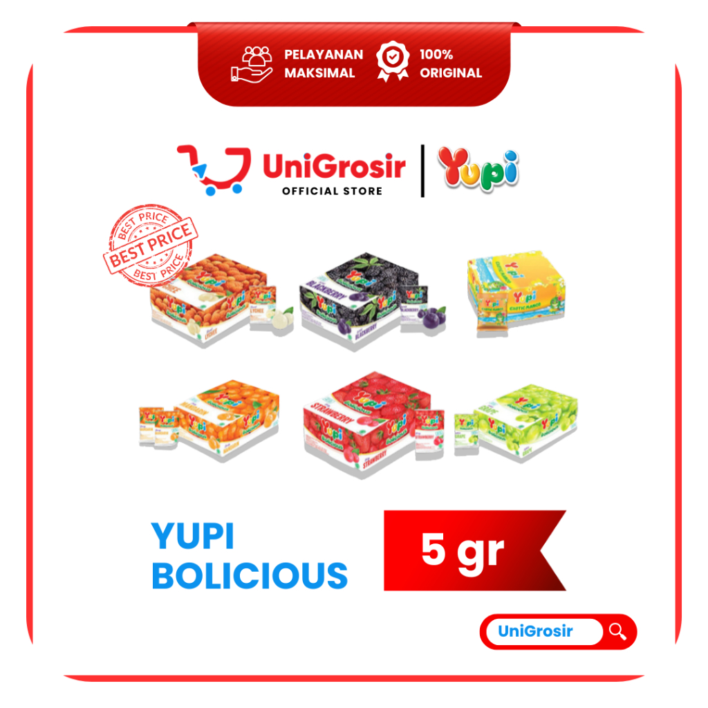 [UniGrosir] YUPI BOLICIOUS PERMEN JELLY GUMMY CANDY LYCHEE - BLACKBERRY - STRAWBERRY - MANDARIN ORAN