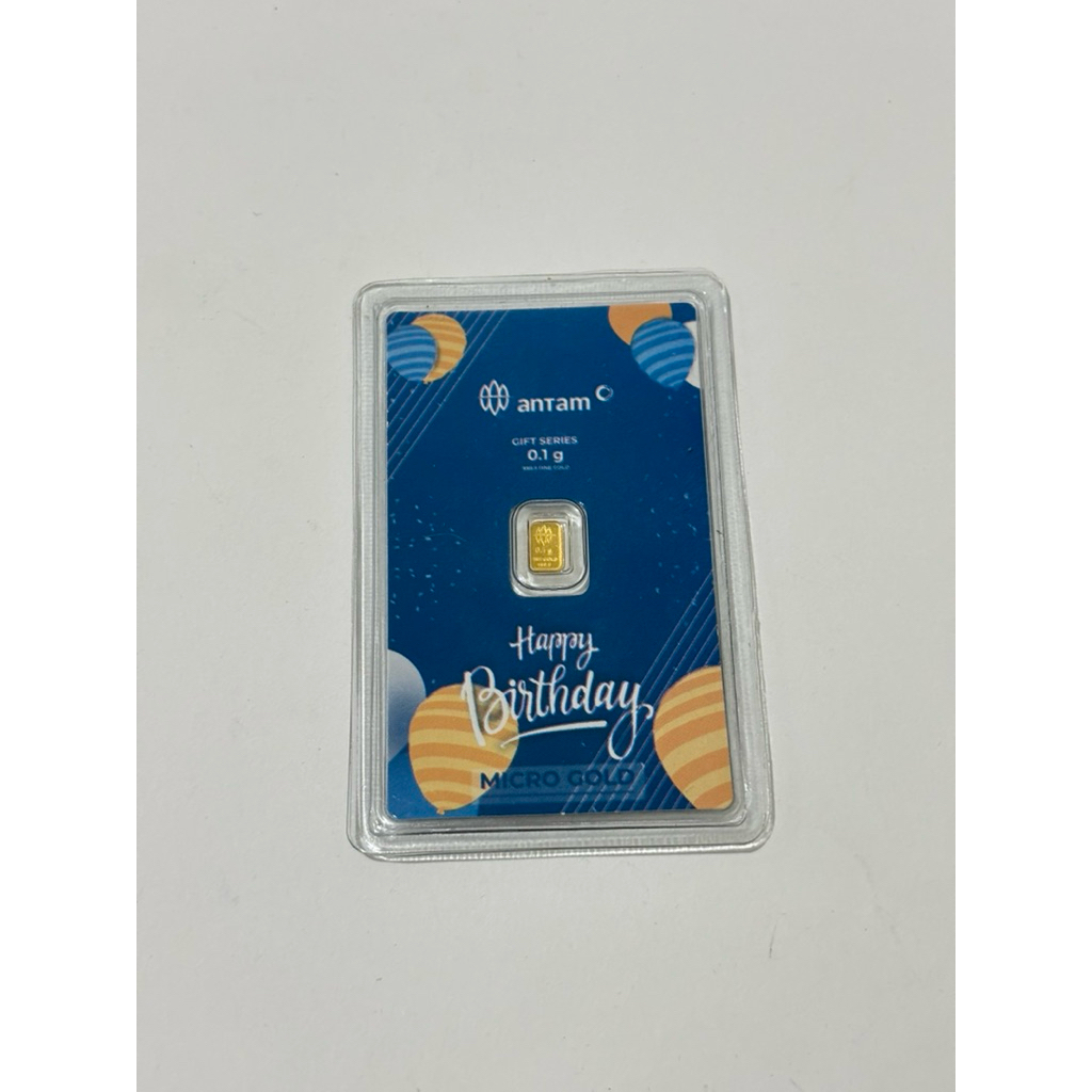ANTAM x PT. HARTADINATA ABADI Micro Gold 0.1 Gram Happy Birthday Selamat Ulang Tahun Hadiah Gift 999