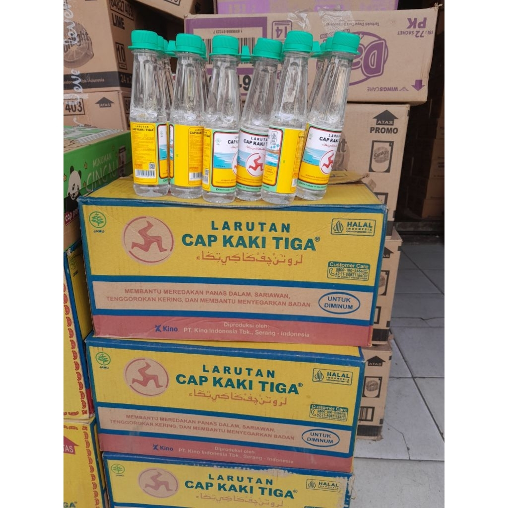 Larutan Cap Kaki Tiga Botol Reguler 200ml 1 Dus Isi 48 Pcs Penyegar Panas Dalam & Sariawan