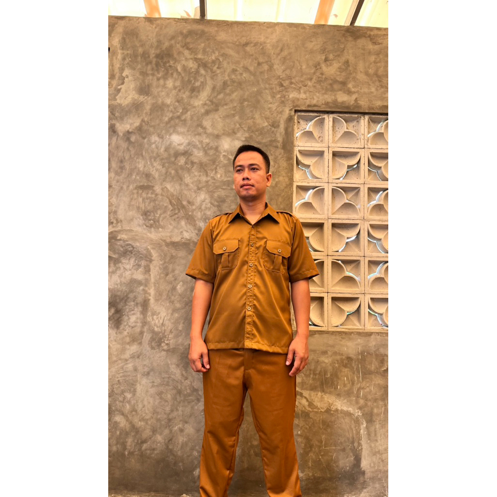 Baju seragam Pemda PNS Laki laki khaki tua