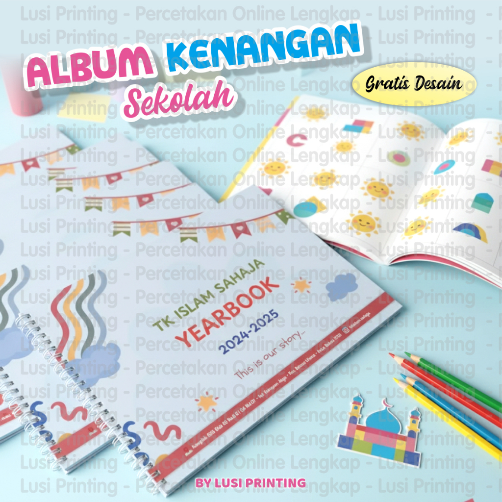 ALBUM KENANGAN SEKOLAH / YEARBOOK MAJALAH BUKU TAHUNAN JILID SPIRAL KAWAT GRATIS DESAIN