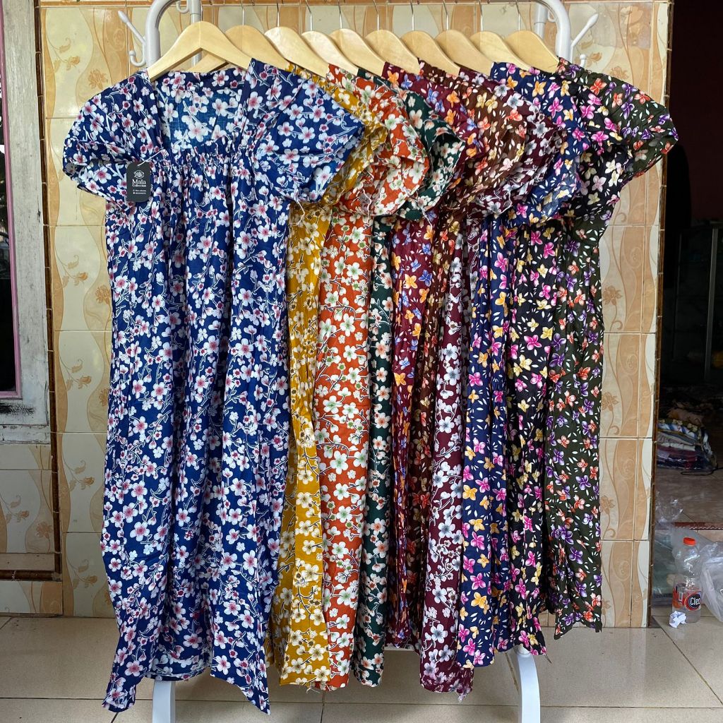 Daster Fuji | Daster Kerut Dada | Daster Motif bunga kekinian