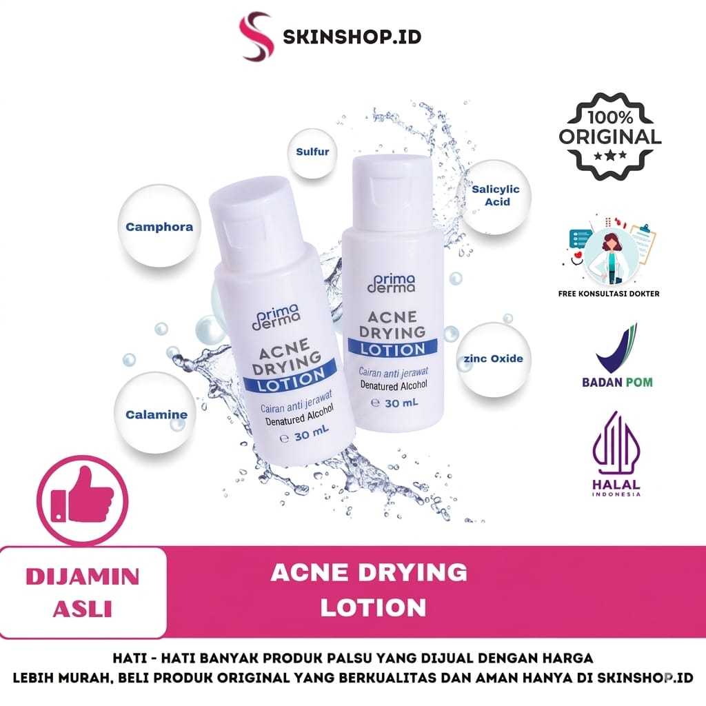 Primaderma Acne Drying Lotion 30ml Original / Losion Pengering Jerawat BPOM Aman