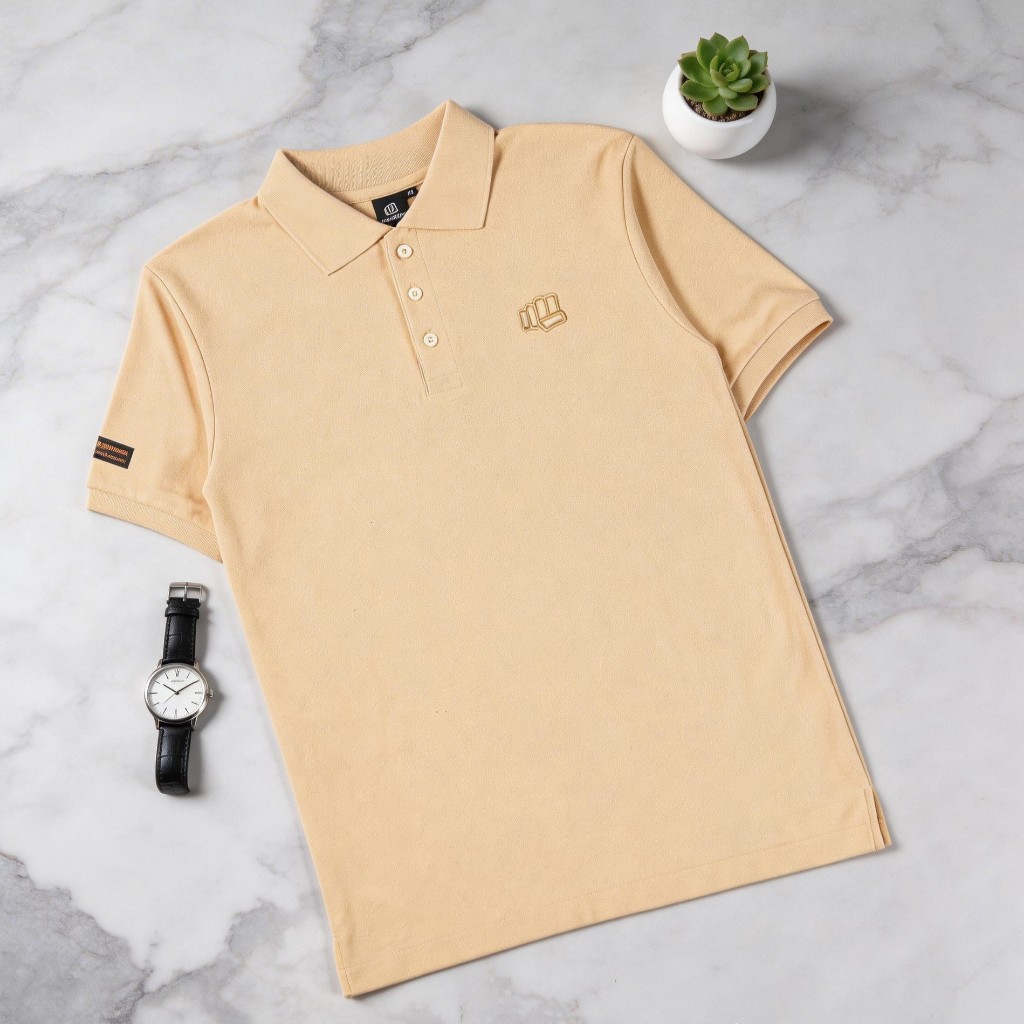 Beige Polo Shirt Pique CVC 24s