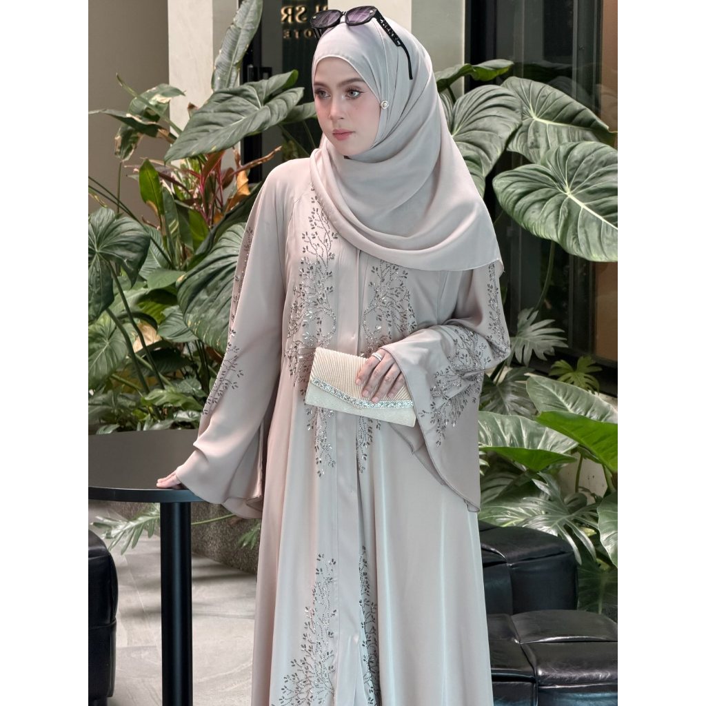 Abaya Dubai Original HAIFA Gamis Lebaran Import Oneset Pashmina s.d 3XL