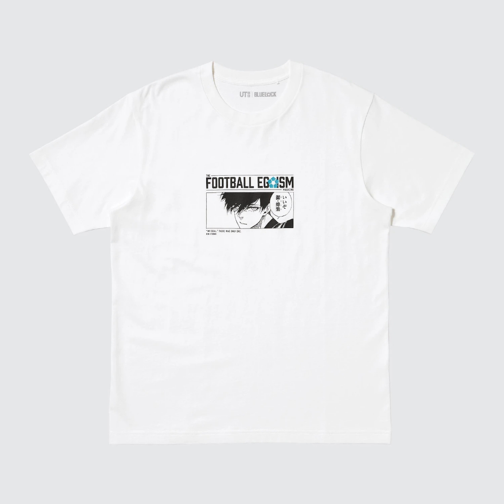 Tshirt Uniqlo Blue Lock (Rin Itoshi) | UT Blue Lock Kaos Lengan Pendek Cotton Combed - Putih