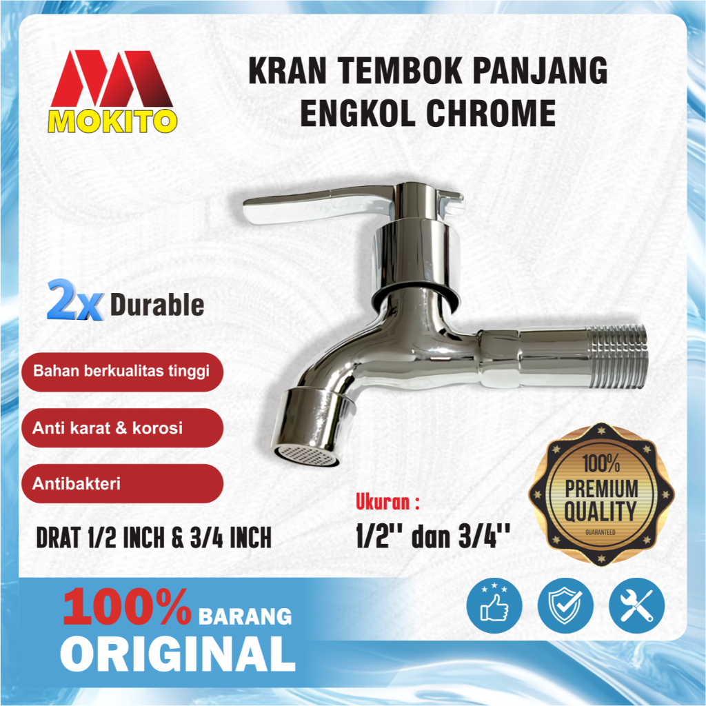 MOKITO Kran Air Kran Kamar Mandi Tancap Tembok Bahan Abs Chrome SLT-40-107