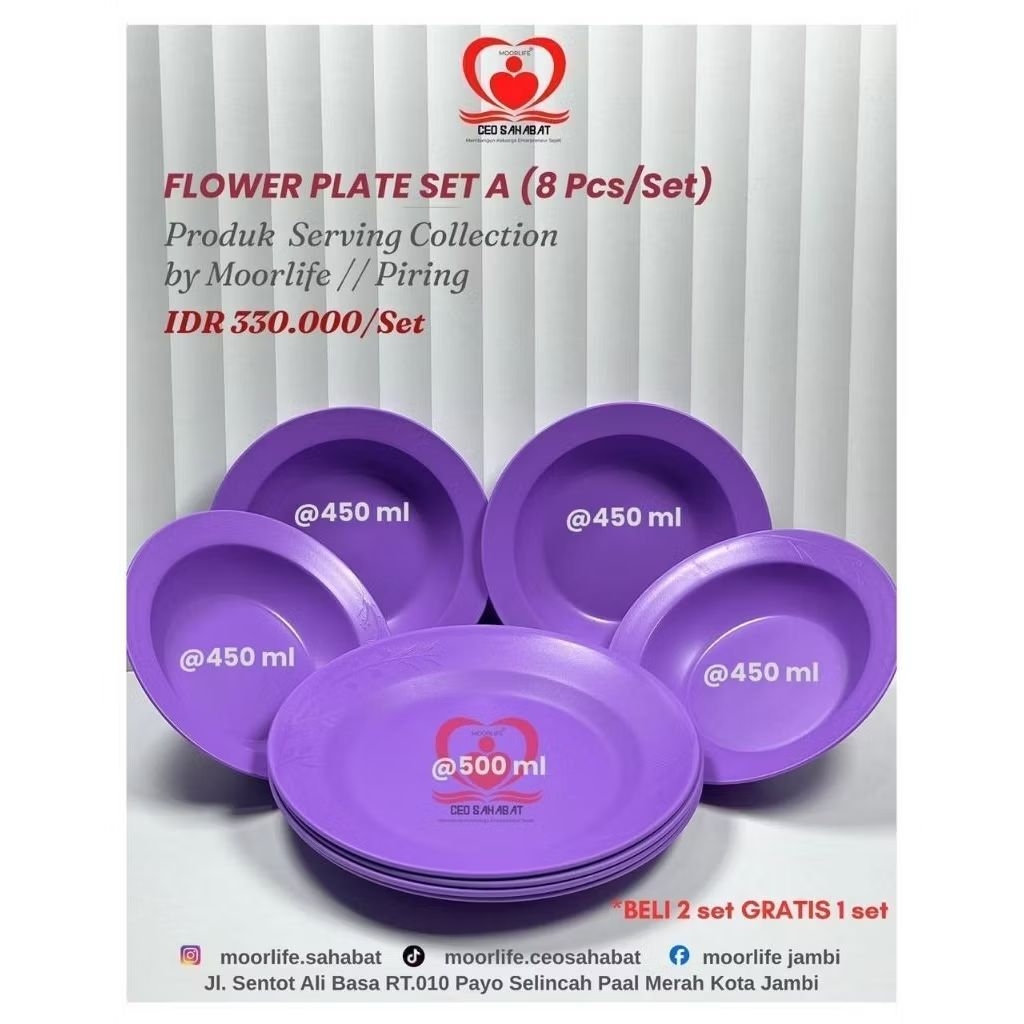 Flower set A piring ungu moorlife