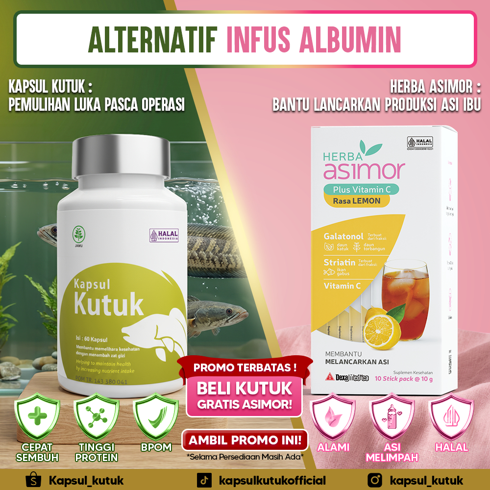 Kapsul Kutuk Premium - Alternatif Suntik Infus Albumin Ekstrak Gabus Original 100% Kutuk