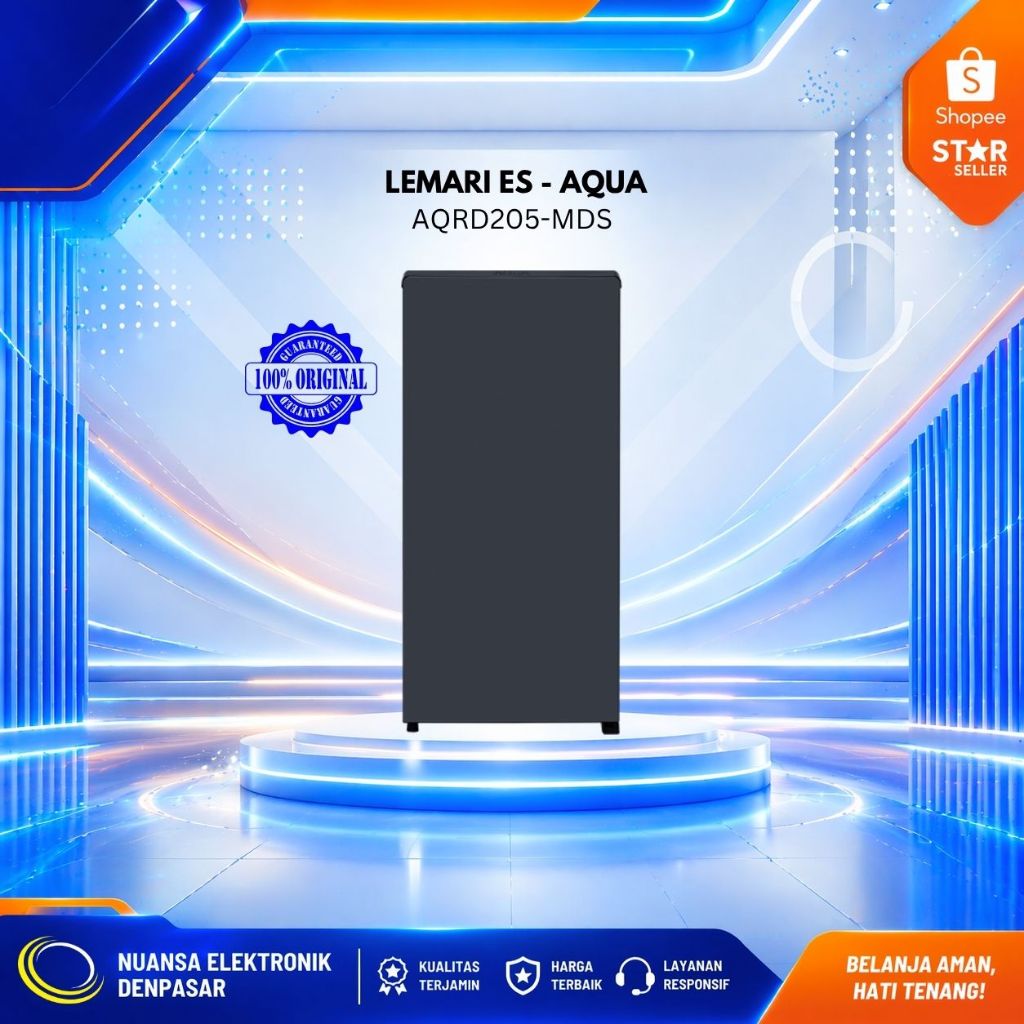 LEMARI ES / KULKAS 1 PINTU AQUA AQRD205(MDS) / AQRD-205MDS / AQRD205MDS GARANSI RESMI KAPASITAS 165 