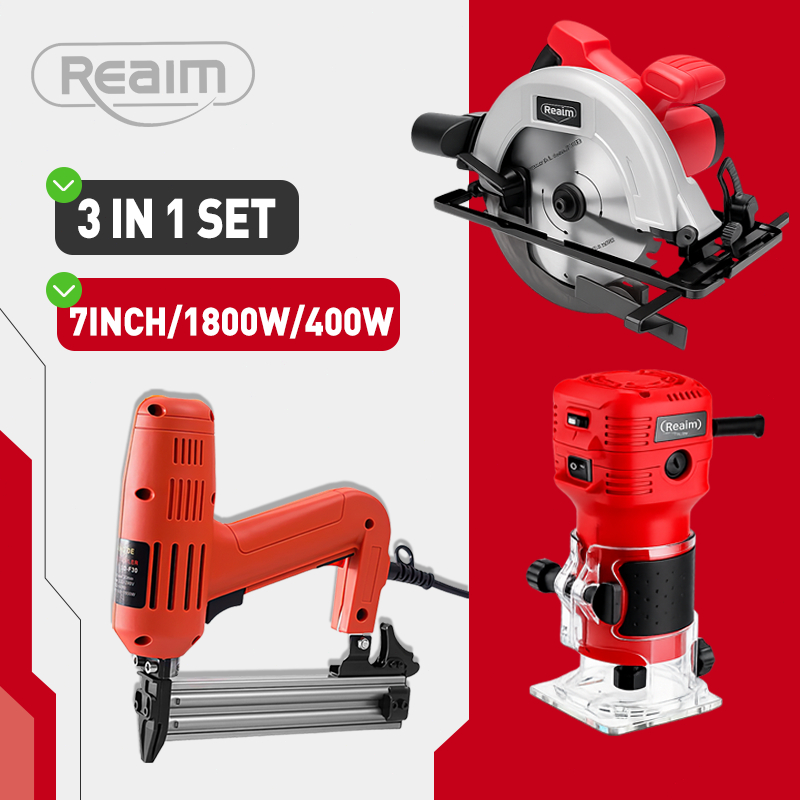 REAIM Circular Saw Dan paku tembak kayu Dan Mesin Profil Kayu 3in1 Kombinasi Pertukangan Alat Penjep