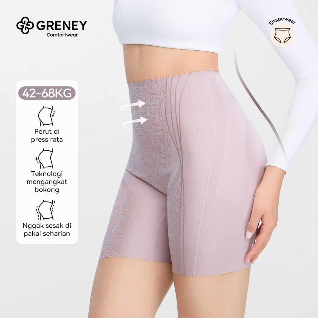 Greney- Celana Korset Motif Mengangkat Pinggul Melangsingkan Perut Seamless Pinggang Ramping, Bokong