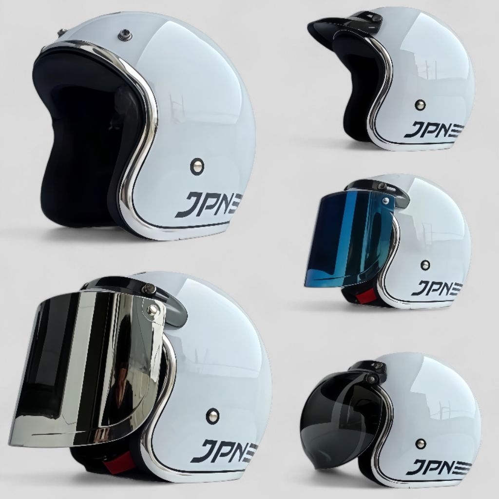 Helm jpn List Chrome putih glossy 100% Original Asli