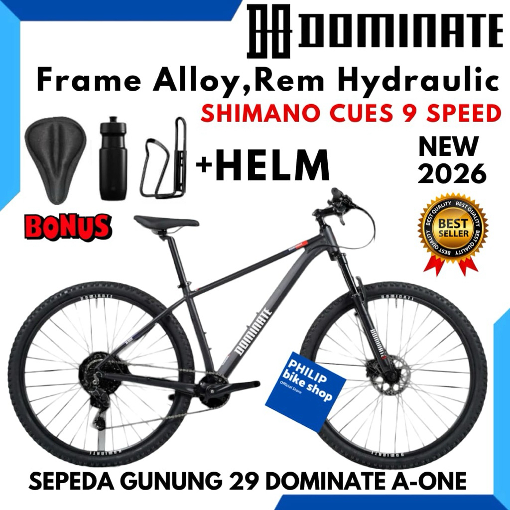 Sepeda Gunung 29 MTB Dominate Frame Alloy Shimano Cues Rem Hydraulic New