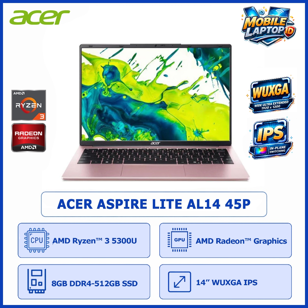 ACER Aspire Lite AL14 45P Ryzen 3 5300U 8GB 512GB SSD 14" WUXGA IPS W11