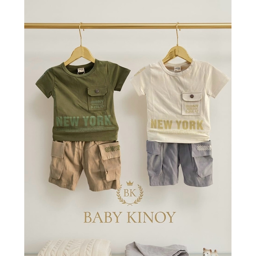 USON  8445| Stelan Anak Laki Laki / Stelan Anak Baju Kaos Celana Katun Kargo