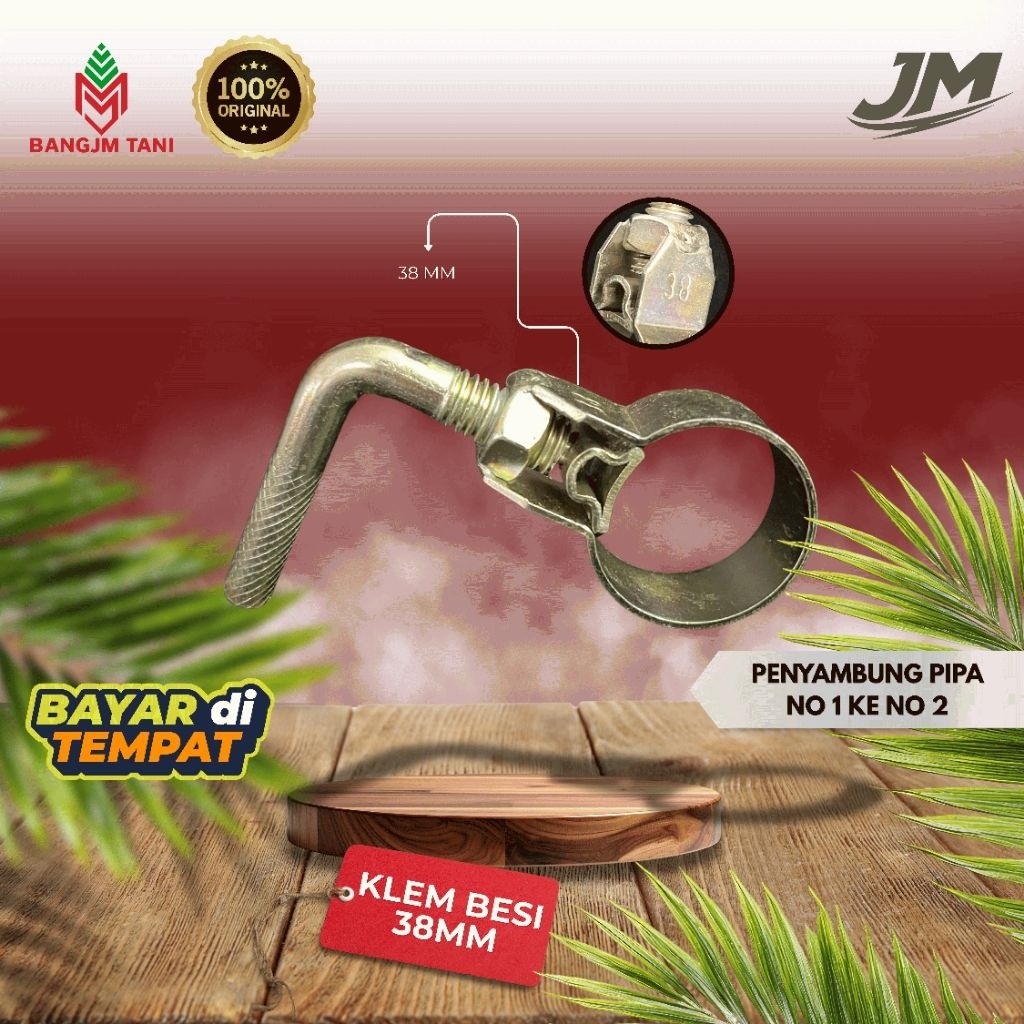 Klem besi 38mm penyambung pipa egrek