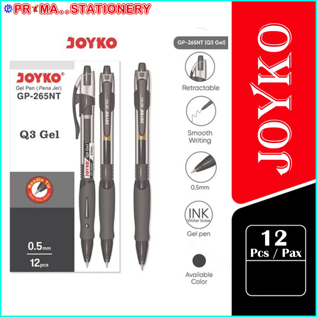 (1 PAX / 12 PCS) Pulpen Joyko GP-265NT Tinta Hitam / Gel Pen Joyko GP-265NT