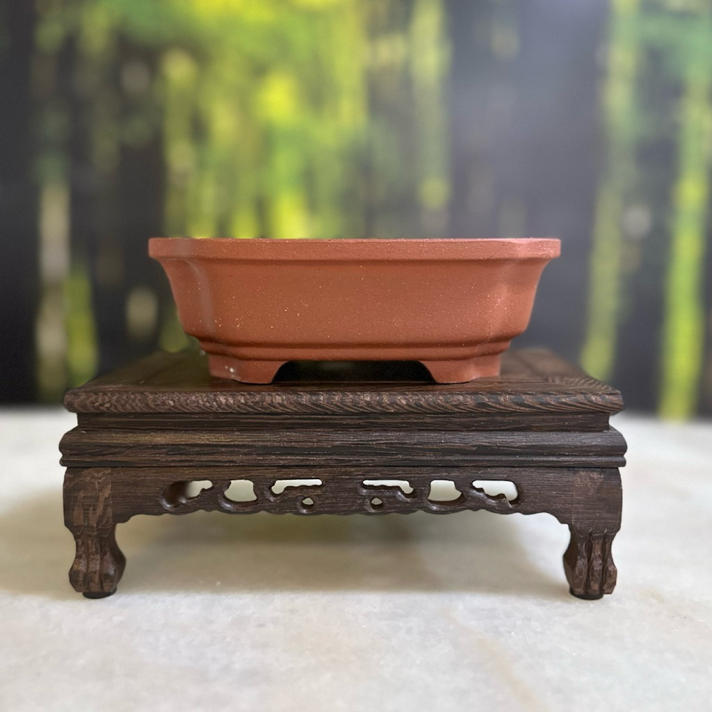 Yixing Zisha Bonsai/Succulent Pot Persegi Panjang Rounded Corner Shallow Pot Zisha