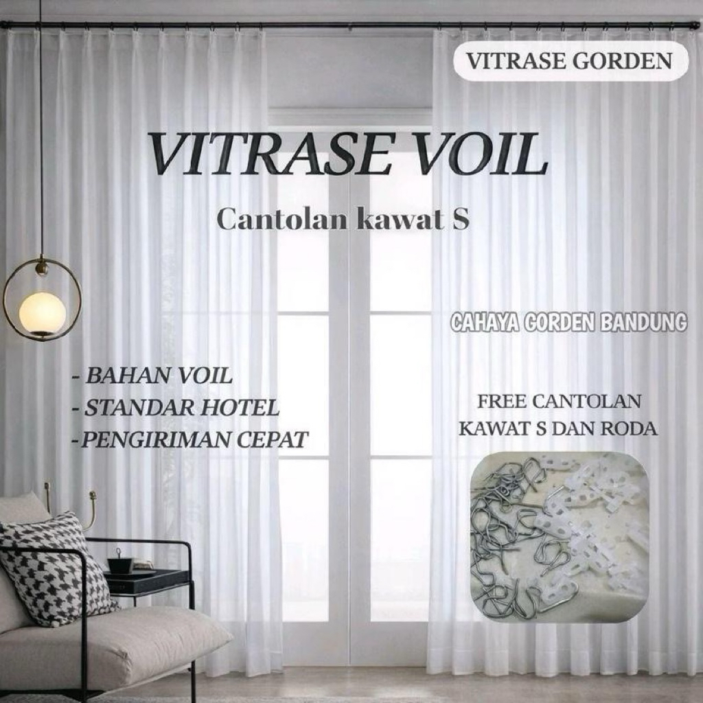 Vitrase Daleman Gorden Polos Putih / Puring Gorden Daleman