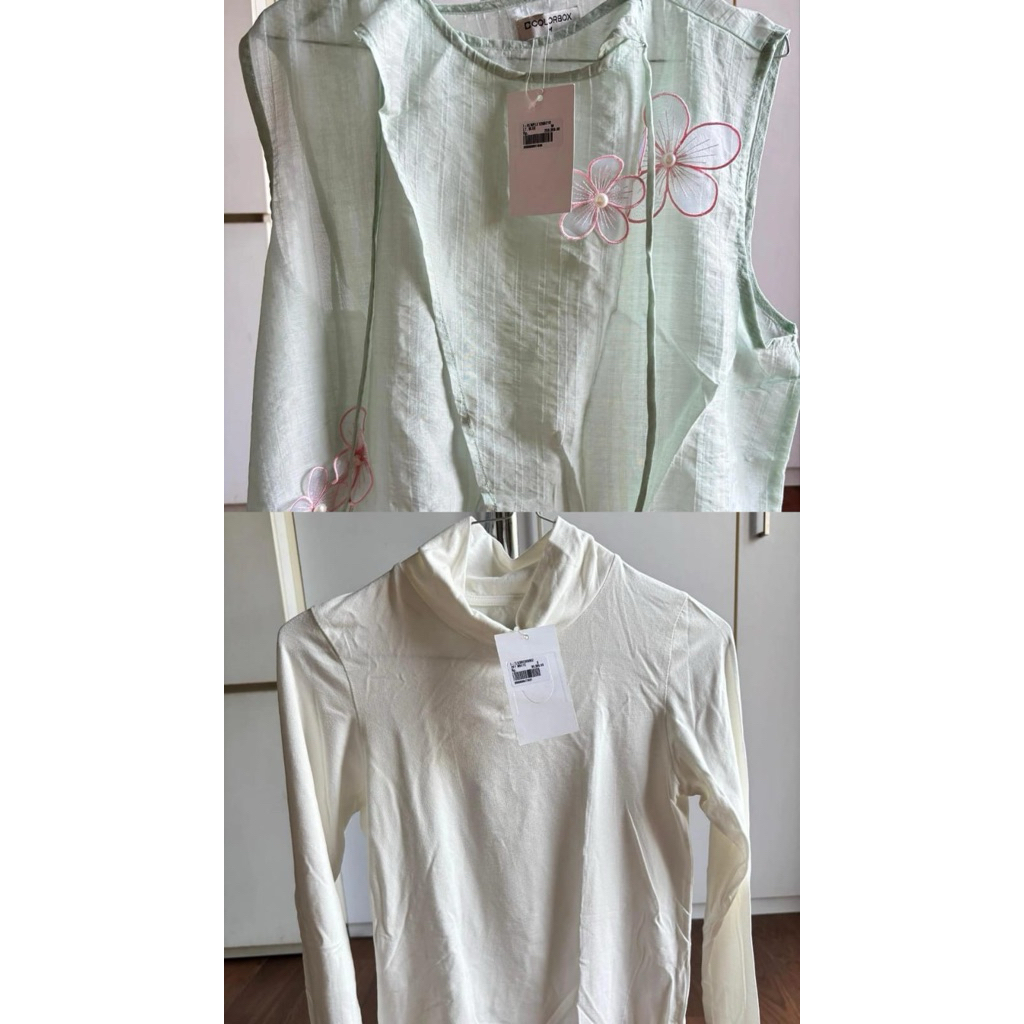 One Set Baju Colorbox Hijau Flower